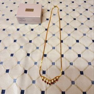 NIB Vintage Avon Majestic Necklace Simulated Ruby & Clear Crystals
